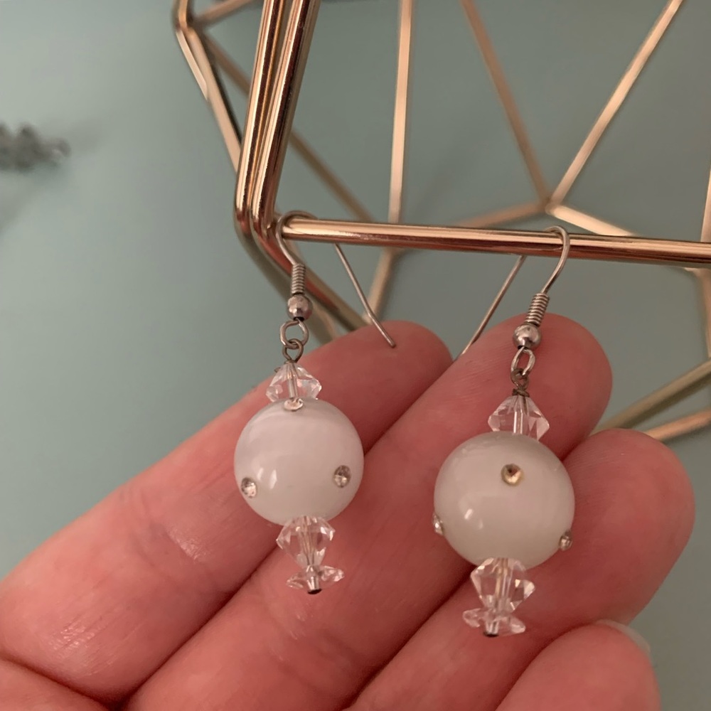 Chic White Beaded Earrings